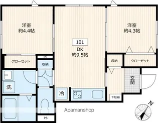 仮称根岸コスモポリタン【101号室号室】の間取り