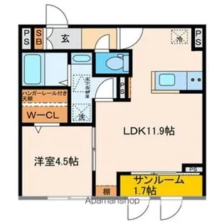パセオプラシード連坊【102号室号室】の間取り