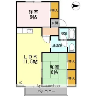 セジュール住吉Ⅱ【2階】の間取り