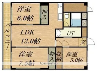ターミナルハイツ大谷地【511号室】の間取り