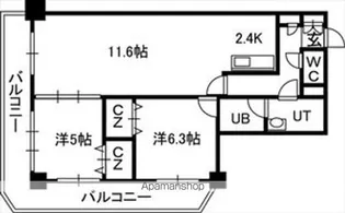 PRIME URBAN札幌 RIVER FRONT【24階】の間取り