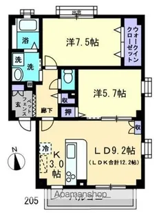 フォブールイースト【205号室】の間取り