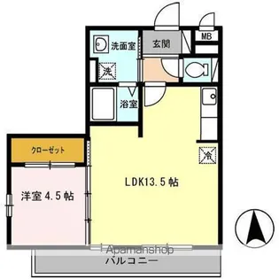 D-Room三百人町 A【3階】の間取り