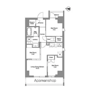 BPRレジデンス東日暮里【9階】の間取り