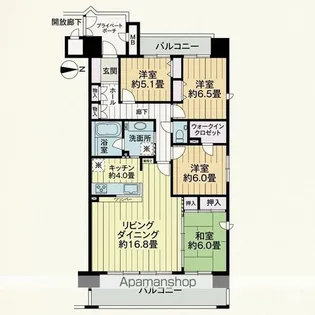 ポレスターアーバンシティ広島【6階】の間取り
