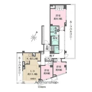パークハウス中目黒【505号室】の間取り