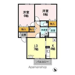 プレジール藤森 Ⅱ【202号室】の間取り