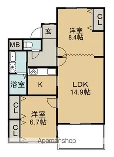 ウイング河和【205号室】の間取り