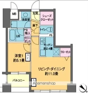 カスタリア茅場町【10階】の間取り
