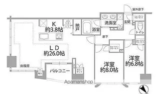 レーベン福岡天神ONE TOWER【21階】の間取り