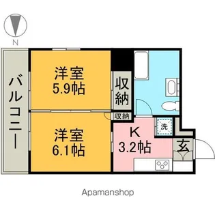レインボーピア記念橋【603号室】の間取り