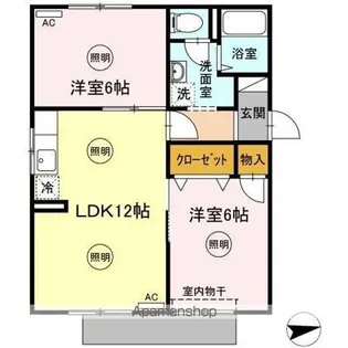 コーポラスY.O 北棟【1階】の間取り
