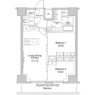 ザ・パークハビオ中野富士見町ガーデン【14階】の間取り