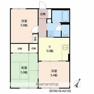 ディアス大王谷【105号室】の間取り