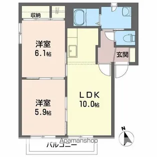 シャーメゾン北天昌寺A【2階】の間取り