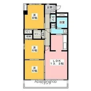 リバーズマンション築捨II【1階】の間取り