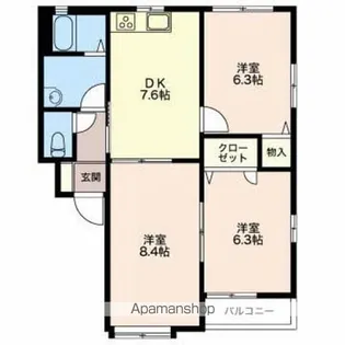 パインコート高宮北Ⅰ【2階】の間取り