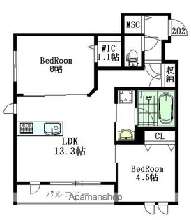 HEBEL MAISON 久我山【202号室】の間取り