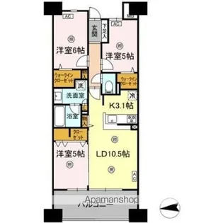 デュオヒルズ仙台花京院ザ・タワー【18階】の間取り