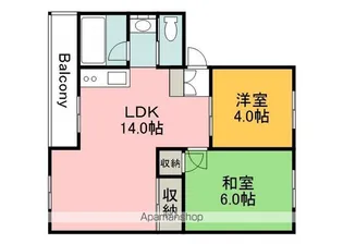 木本レジデンスB【1階】の間取り