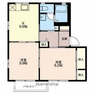サンライズ杉山【A202号室】の間取り