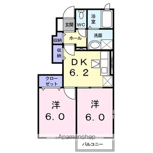エヴァーグリーン・ノース【1階】の間取り