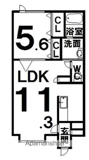 マンションパルテール【2-B号室】の間取り