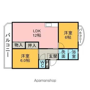 グランメール幸【105号室】の間取り