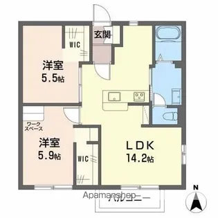 DIAS RIVER SIDE【A101号室】の間取り