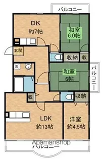 鹿の子台北ハイツ【2階】の間取り