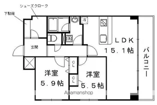 ディアコート葛野三条【102号室】の間取り