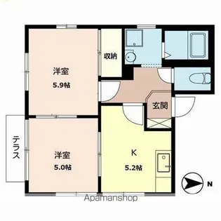 2Kの間取り画像