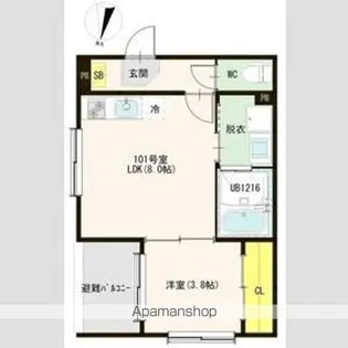 コロンヤマシナ【1階】の間取り