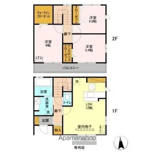 千葉県我孫子市つくし野1丁目【テラスハウス】の間取り