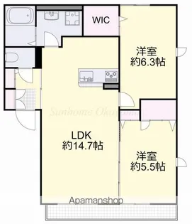 ベルグラース新保C【2階】の間取り