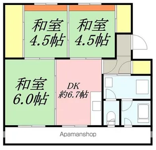 ユートピア川原3号棟【405号室】の間取り