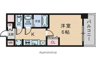 プランドール新北野【9階】の間取り
