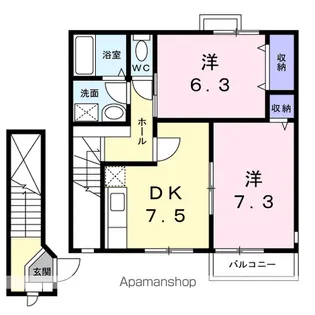 2DKの間取り画像