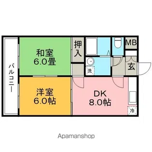 サンセーヌ六ツ門【502号室】の間取り