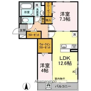 イ・ラプセル【3階】の間取り