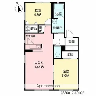 クレストタウン A棟【1階】の間取り