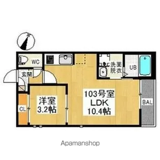 GRANDTIC HAPPY八田【1階】の間取り
