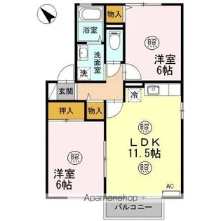 ルミエール・ハサマ A棟【2階】の間取り