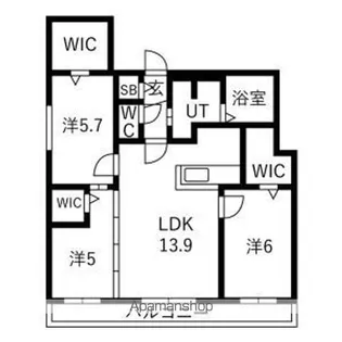 仮)宮の森2ー2MS【3階】の間取り