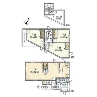 神奈川県横浜市神奈川区六角橋4丁目【一戸建】の間取り