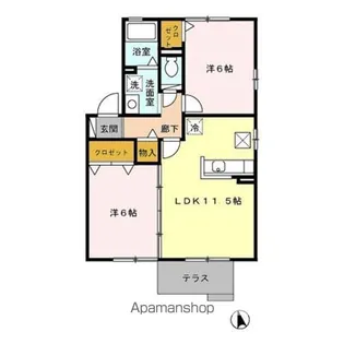 山翡翠の杜 ⅠⅡⅢ【I101号室】の間取り