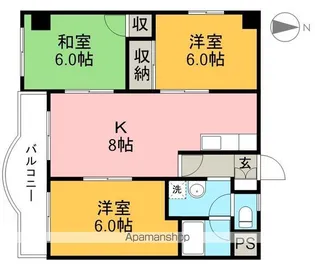 島谷グランドハイツ【2階】の間取り