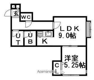 ウーバンアビー【102号室】の間取り