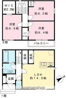 大阪府泉大津市東豊中町1丁目【一戸建】の間取り