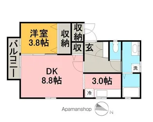 ハピネスⅢ【101号室】の間取り